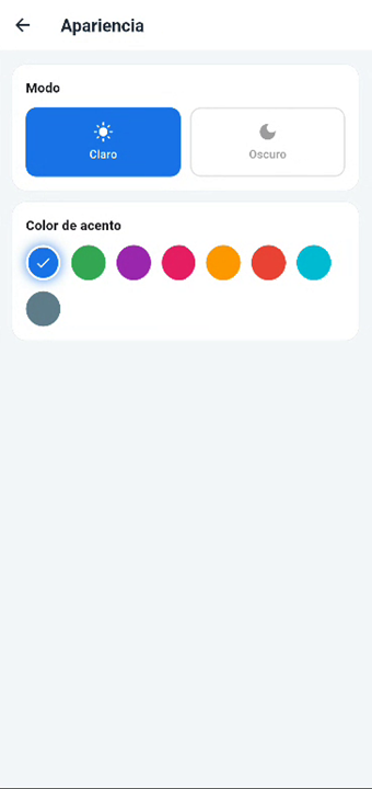 Apariencia modo claro