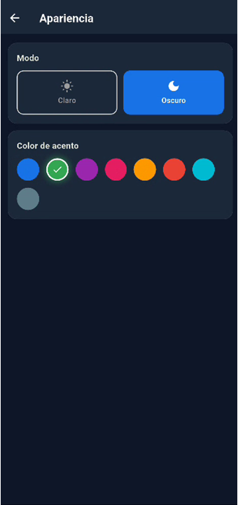 Apariencia modo oscuro