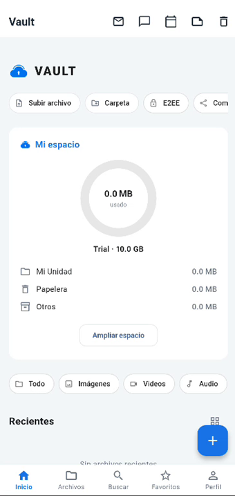 Pantalla de inicio Android