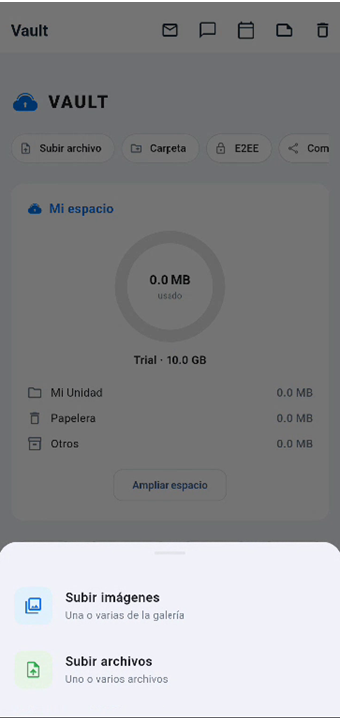 Menú subir resumido