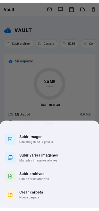 Menú subir completo