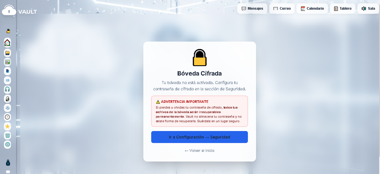 Bóveda cifrada no activada