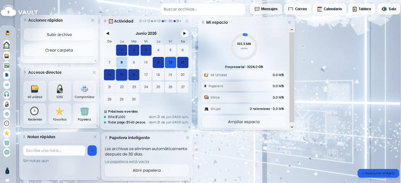 Dashboard de Vault